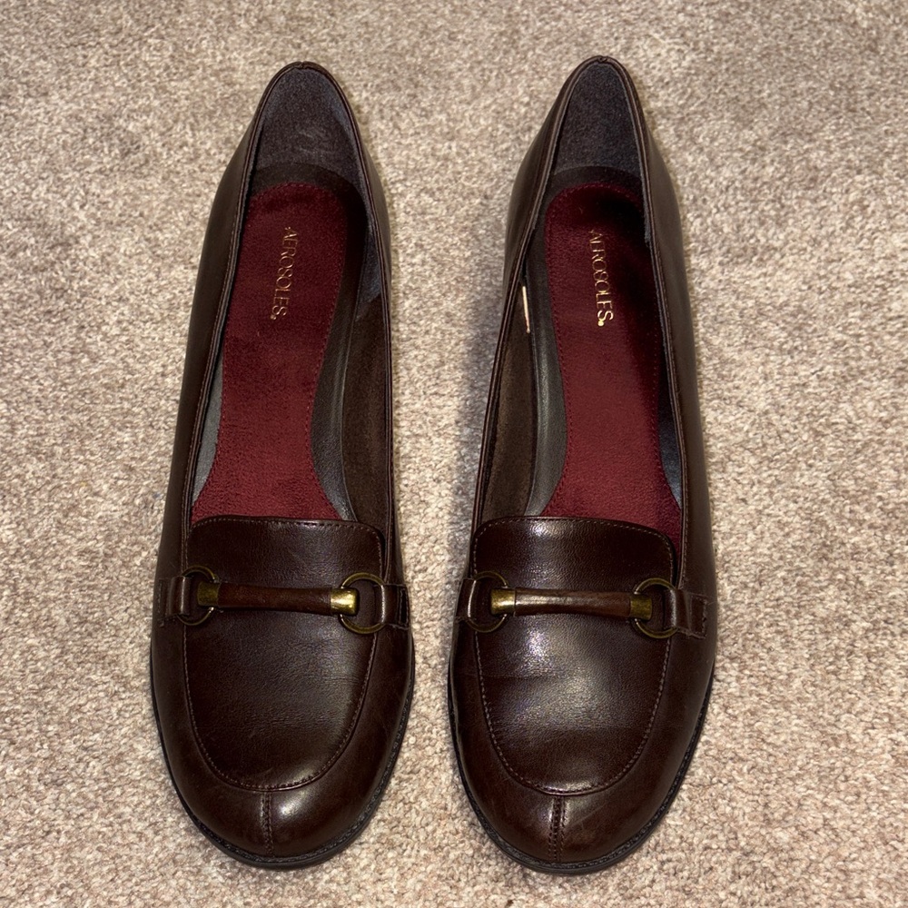 Aerosols (Size 10M) Lancelot Dark Brown Leather Loafer Heels